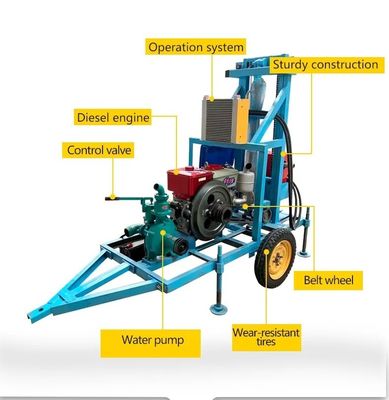 Máquina de perforación de pozos de agua con motor de gasolina para perforación de pozos